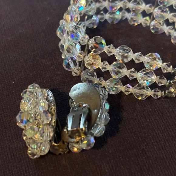 Vintage AB Crystal Bracelet and Earrings - Picture 9 of 15